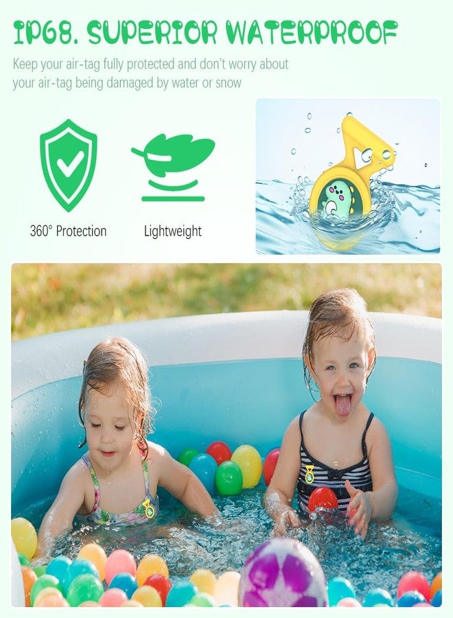 ZORBES® Waterproof AirTag Holder Cartoon Dino Yellow Brooch Pin AirTag Holder Silicone Waterproof Anti-Lost Brooch Pin for Kids,Luggage,Bag Backpack - Image 4